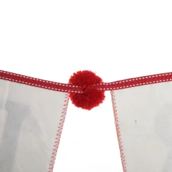 Natural Linen and Red Merry Christmas Bunting with Pom Poms Fashion