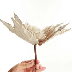 Natural Poinsettia Flower Clip with White Trim Flash Sale