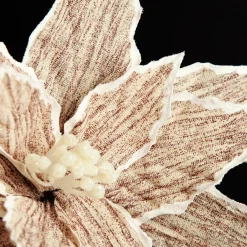 Natural Poinsettia Flower Clip with White Trim Flash Sale