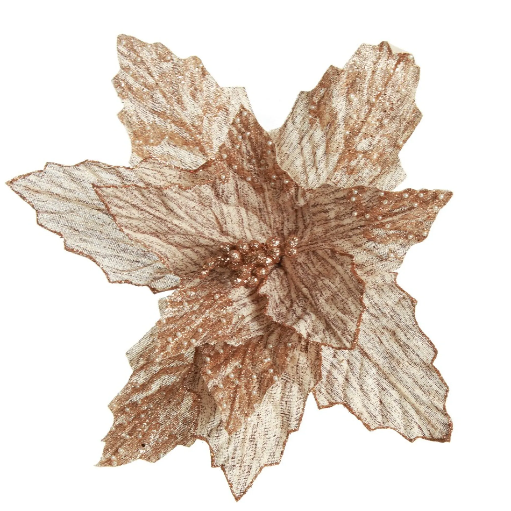 Natural Poinsettia Flower Clip with Glitter Tips Store
