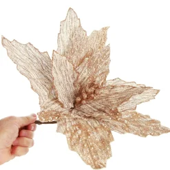 Natural Poinsettia Flower Clip with Glitter Tips Store