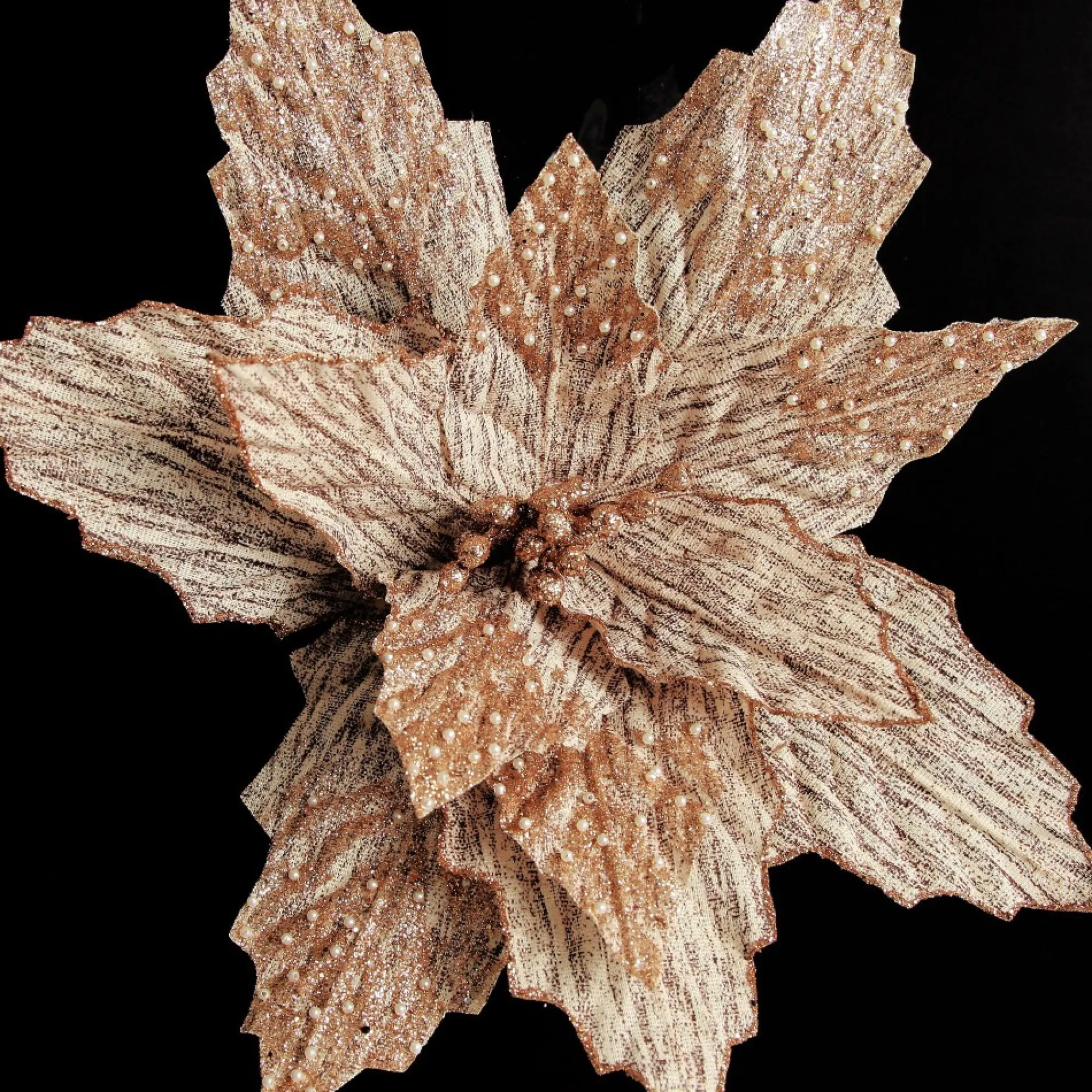 Natural Poinsettia Flower Clip with Glitter Tips Store