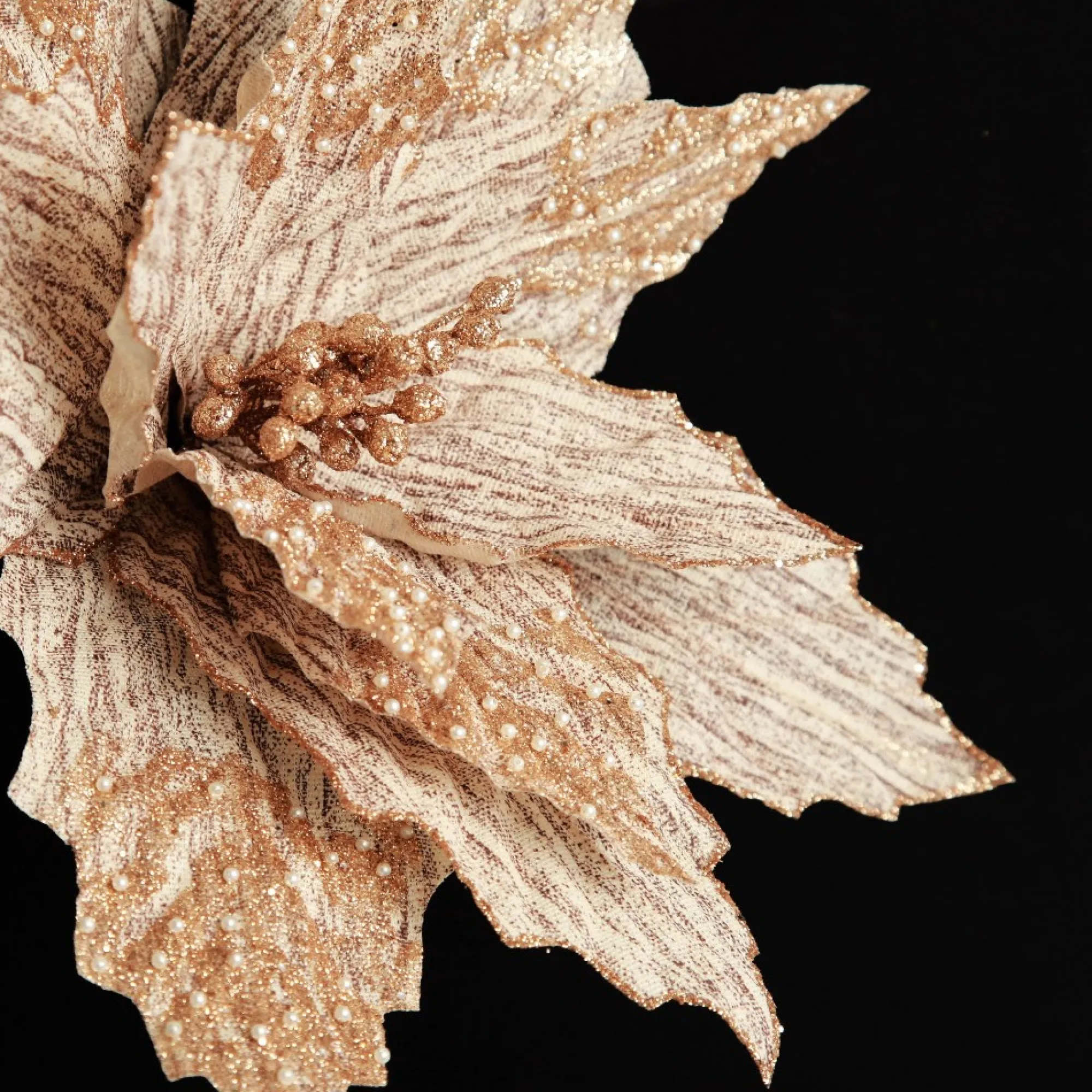 Natural Poinsettia Flower Clip with Glitter Tips Store