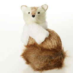 Natural Sisal Fox with white fluffy scarf Cheap