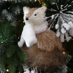 Natural Sisal Fox with white fluffy scarf Cheap