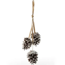 Natural Snow Tipped Pine Cone Drop Trio Clearance