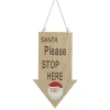 Natural Wood Santa Please Stop Here Arrow Sign - Santa Face Fashion