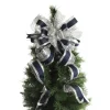 Navy Blue and Silver Deluxe Tree Topper Bow with Streamers Fashion