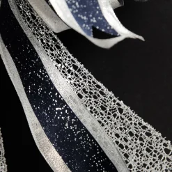 Navy Blue and Silver Deluxe Tree Topper Bow with Streamers Fashion