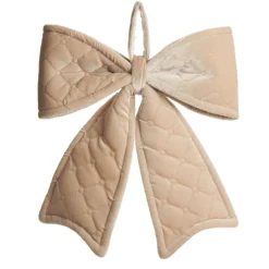 Nude Pink Padded Quilted Velvet Bow Store