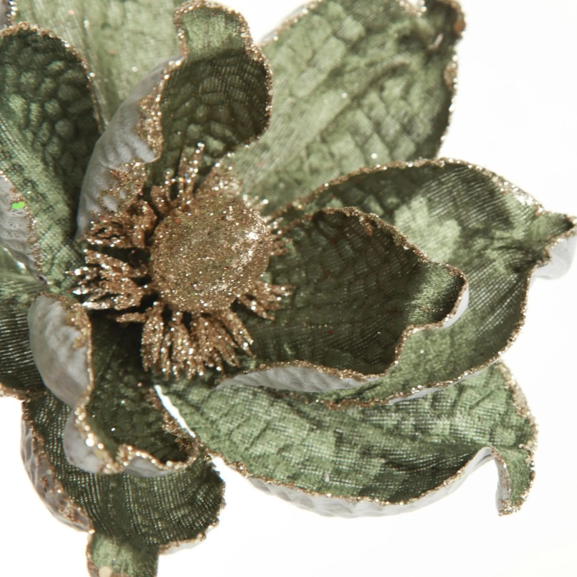 Olive Green Velvet Magnolia Flower Clip Flash Sale