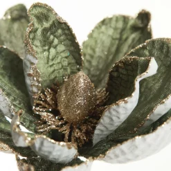 Olive Green Velvet Magnolia Flower Clip Flash Sale