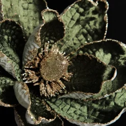 Olive Green Velvet Magnolia Flower Clip Flash Sale