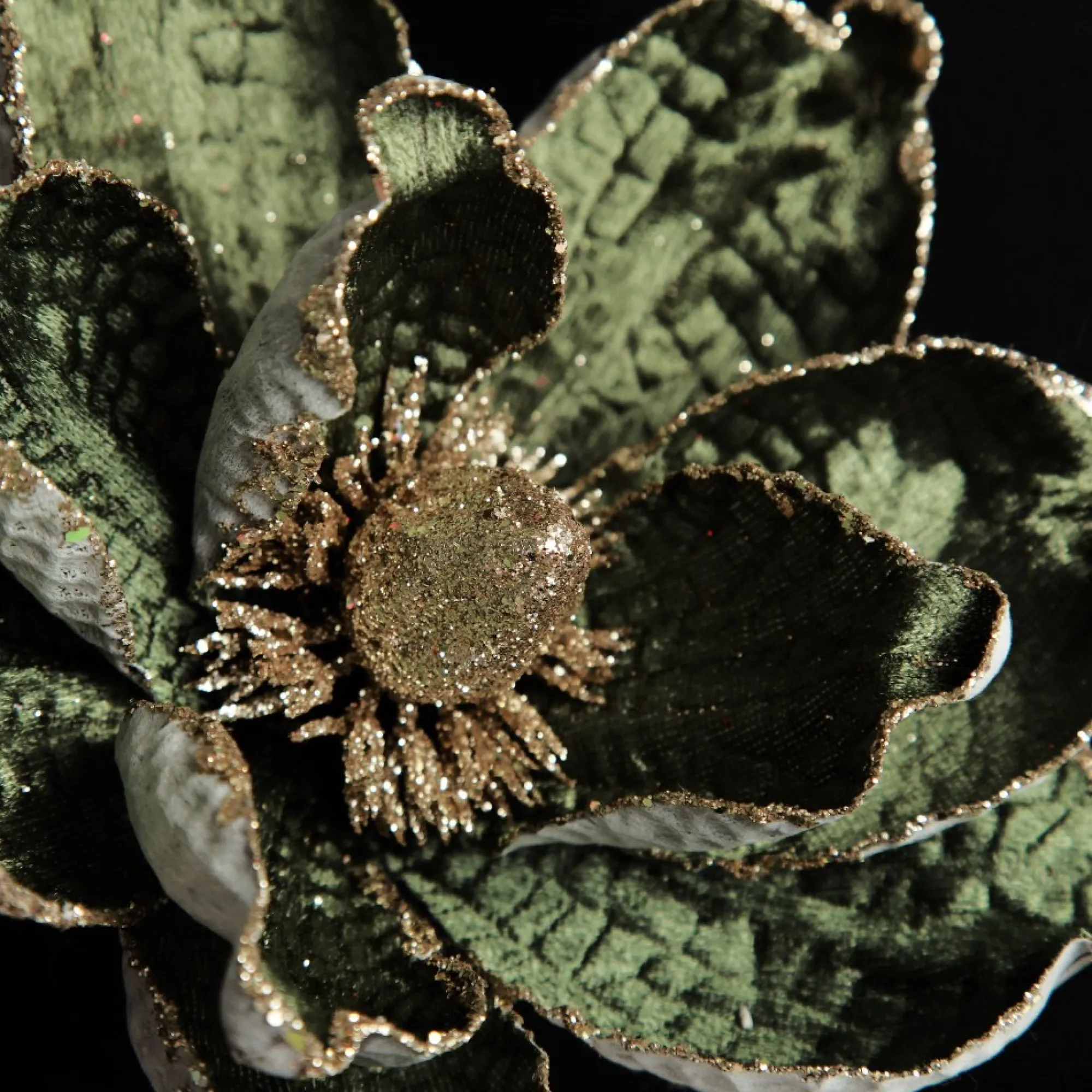 Olive Green Velvet Magnolia Flower Clip Flash Sale