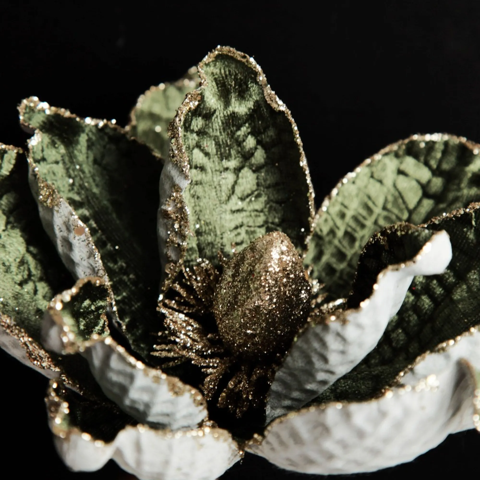 Olive Green Velvet Magnolia Flower Clip Flash Sale