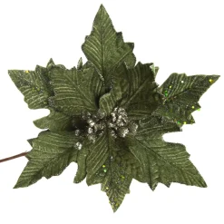 Olive Green Velvet Poinsettia Flower Clip Online