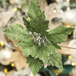 Olive Green Velvet Poinsettia Flower Clip Online