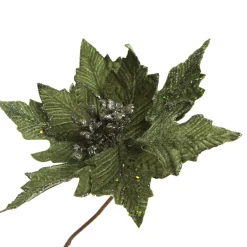 Olive Green Velvet Poinsettia Flower Clip Online