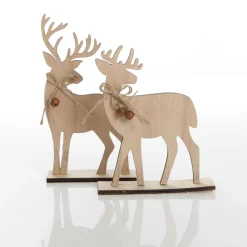 Pair of Wooden Reindeer Cutout Ornaments Hot