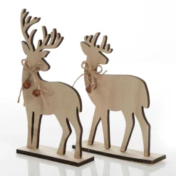 Pair of Wooden Reindeer Cutout Ornaments Hot