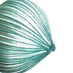 Pale Blue Glass Ribbed Onion Christmas Bauble Cheap