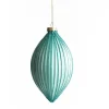 Pale Blue Glass Ribbed Teardrop Christmas Bauble Hot