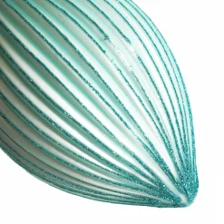 Pale Blue Glass Ribbed Teardrop Christmas Bauble Hot