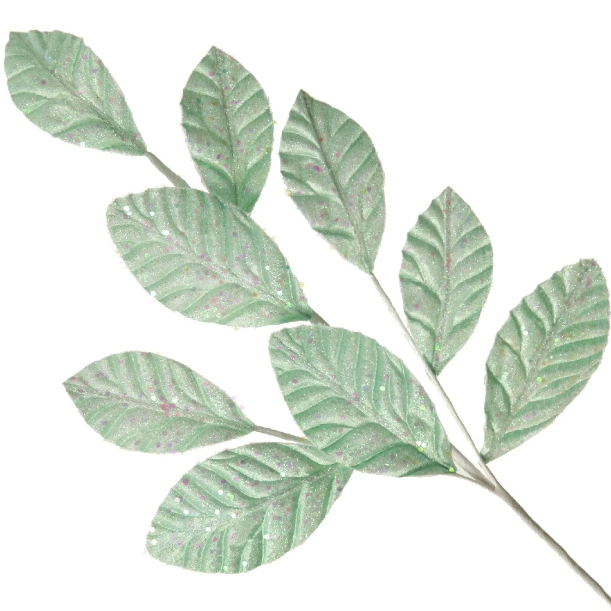 Pale Blue Glitter Leaf Spray Discount