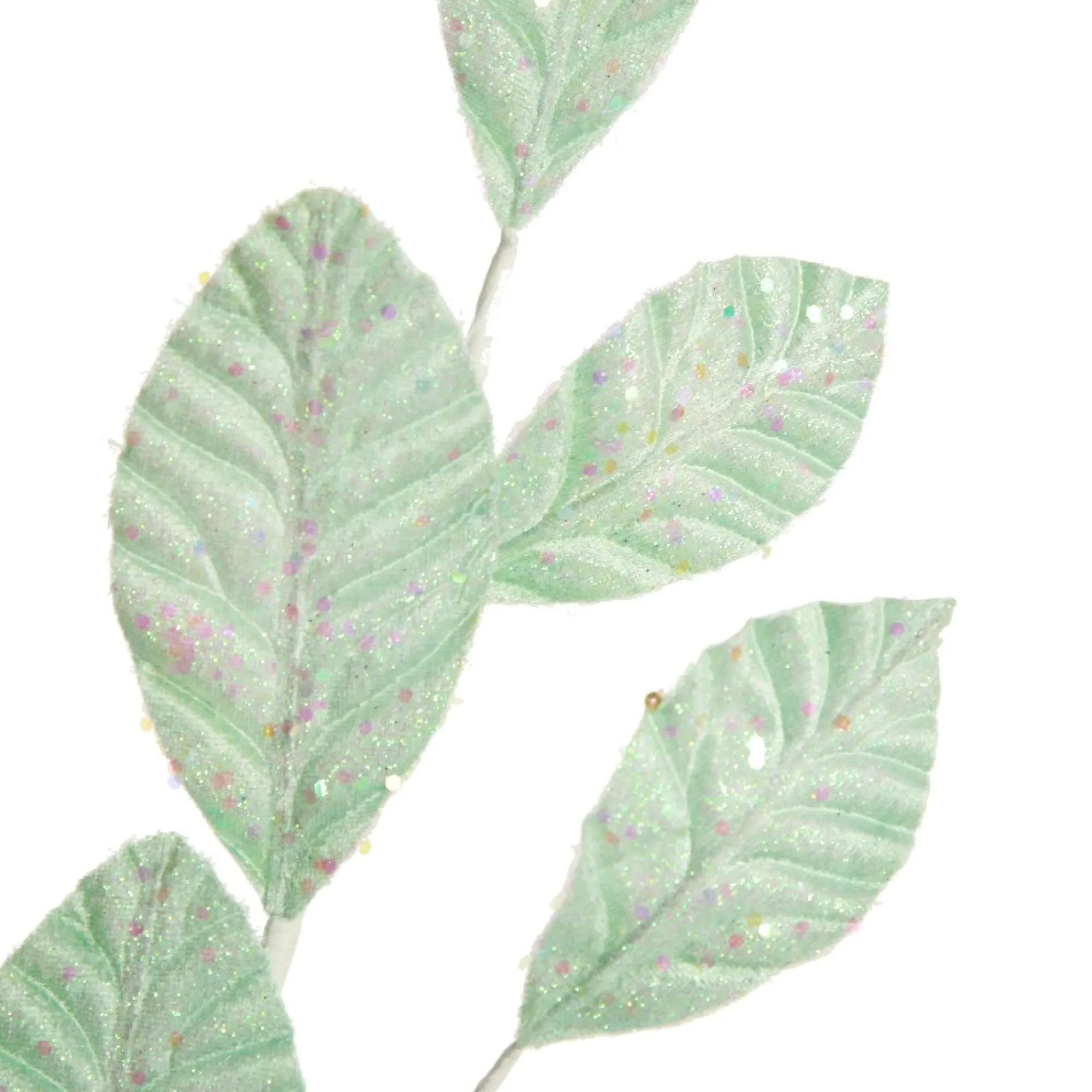 Pale Blue Glitter Leaf Spray Discount