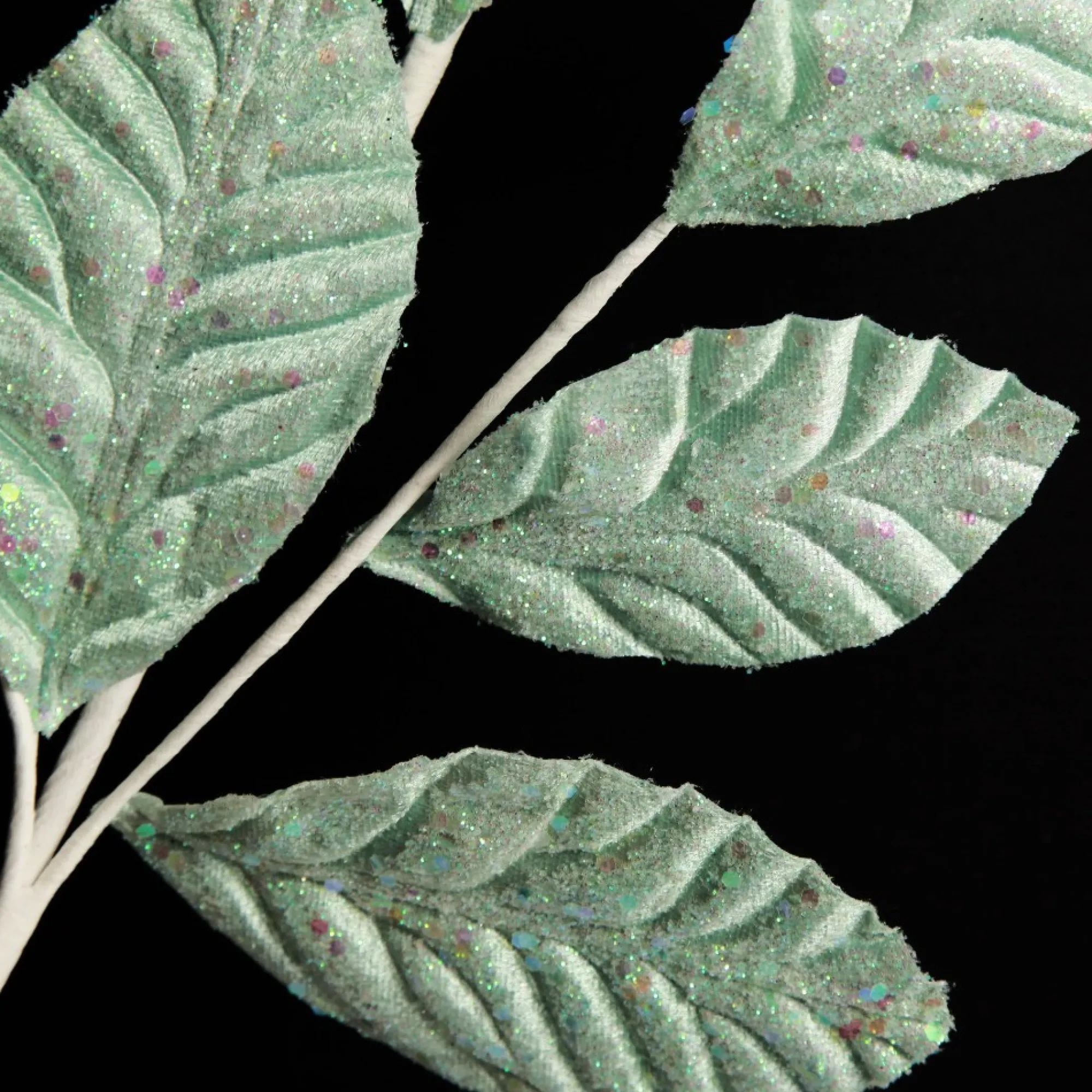 Pale Blue Glitter Leaf Spray Discount