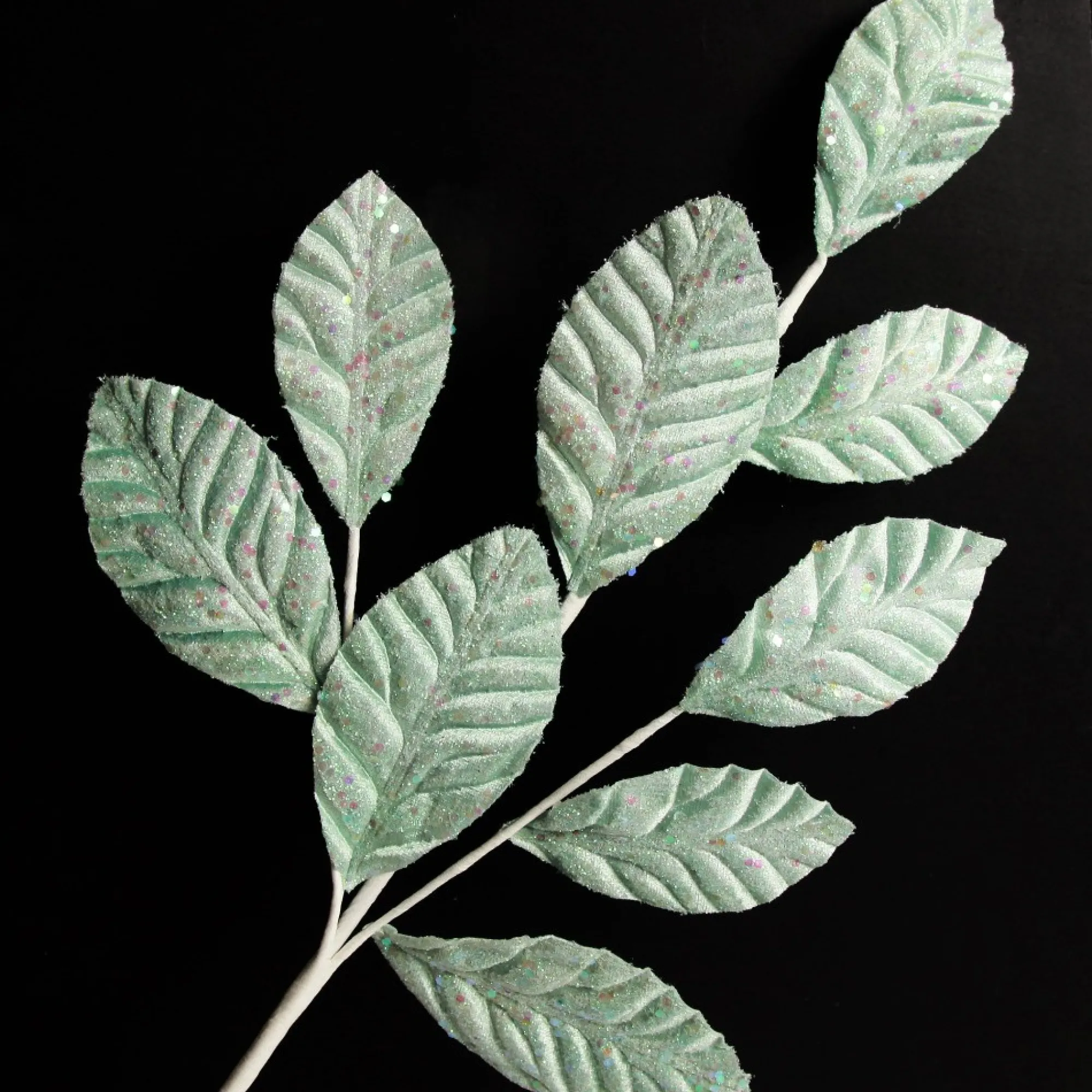 Pale Blue Glitter Leaf Spray Discount