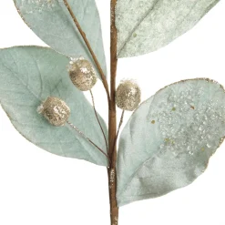 Pale Blue Mixed Leaf Christmas Spray with Beads Fashion