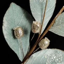 Pale Blue Mixed Leaf Christmas Spray with Beads Fashion