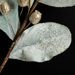 Pale Blue Mixed Leaf Christmas Spray with Beads Fashion