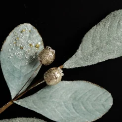 Pale Blue Mixed Leaf Christmas Spray with Beads Fashion
