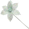 Pale Blue Poinsettia Flower Stem with Multicoloured Sprinkles Cheap