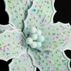 Pale Blue Poinsettia Flower Stem with Multicoloured Sprinkles Cheap