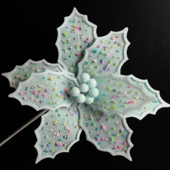 Pale Blue Poinsettia Flower Stem with Multicoloured Sprinkles Cheap