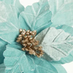 Pale Blue Velvet Embossed Poinsettia Flower Stem Store