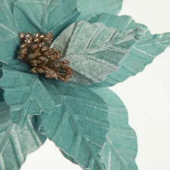 Pale Blue Velvet Embossed Poinsettia Flower Stem Store