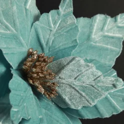 Pale Blue Velvet Embossed Poinsettia Flower Stem Store