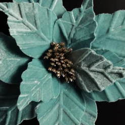 Pale Blue Velvet Embossed Poinsettia Flower Stem Store