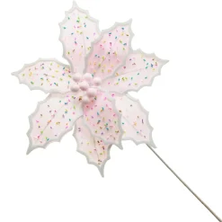 Pale Pink Poinsettia Flower Stem with Multicoloured Sprinkles Fashion