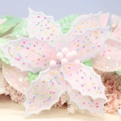 Pale Pink Poinsettia Flower Stem with Multicoloured Sprinkles Fashion