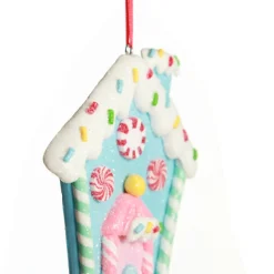 Pastel Blue Candy Gingerbread House Tree Decoration Best Sale