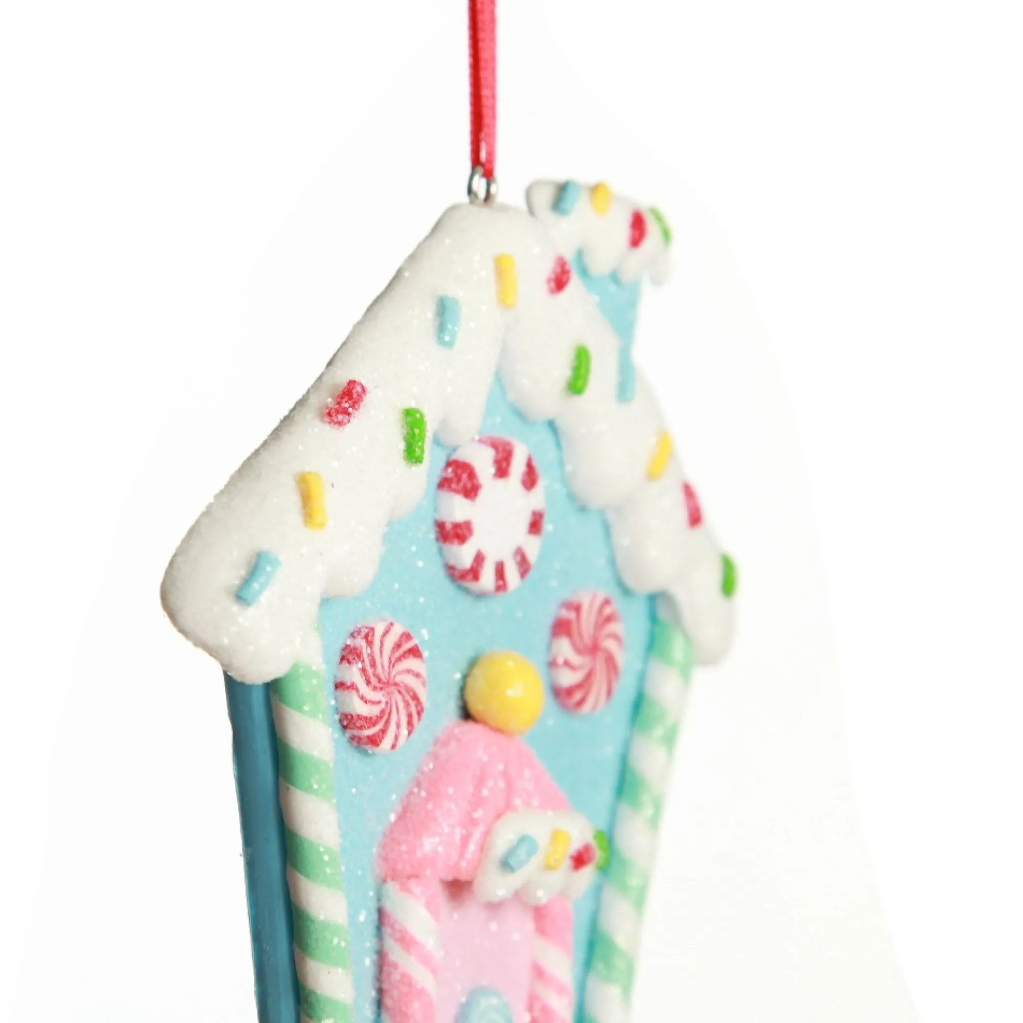 Pastel Blue Candy Gingerbread House Tree Decoration Best Sale