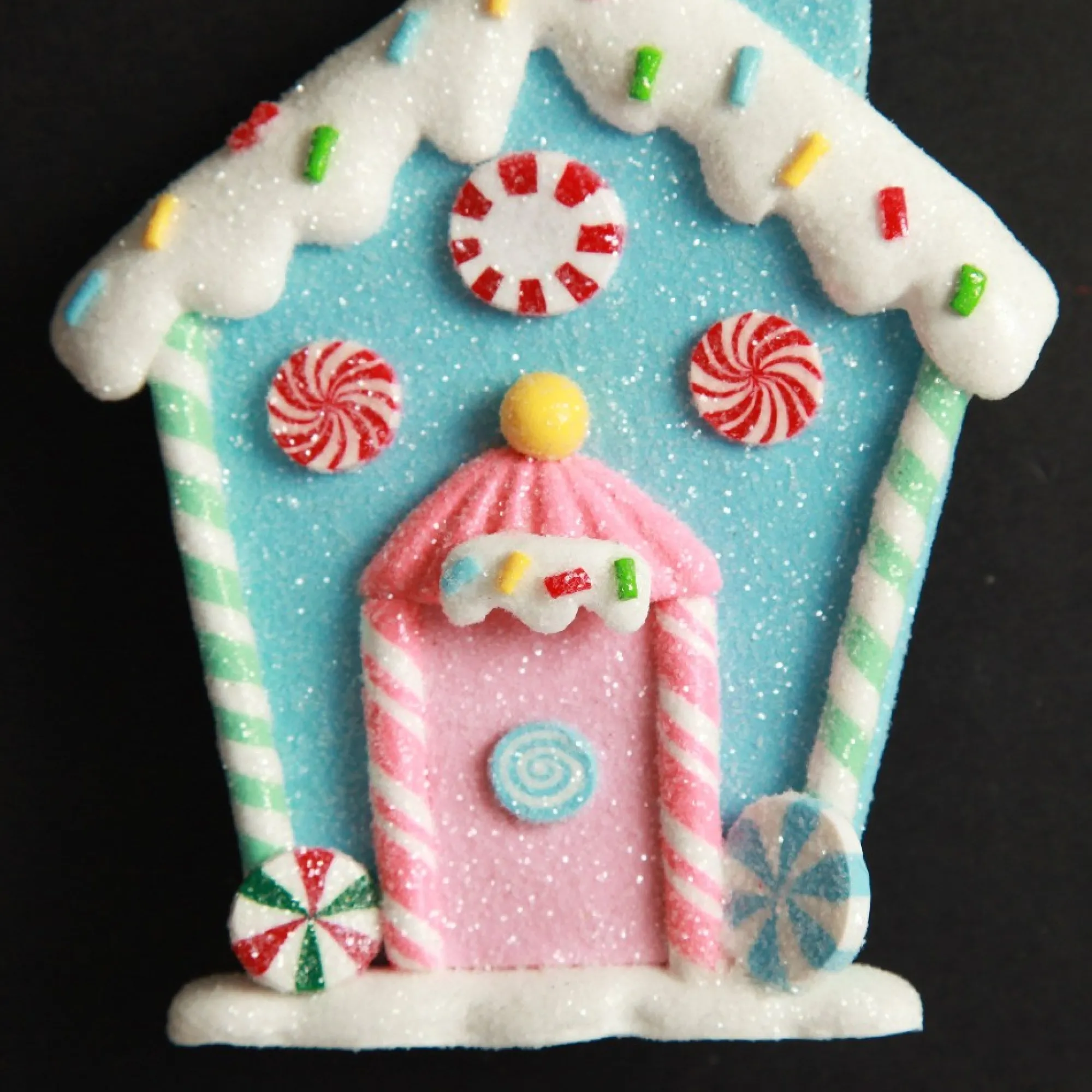 Pastel Blue Candy Gingerbread House Tree Decoration Best Sale