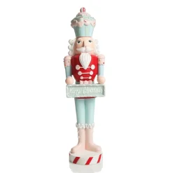 Pastel Nutcracker Ornament holding Merry Christmas Sign Best Sale