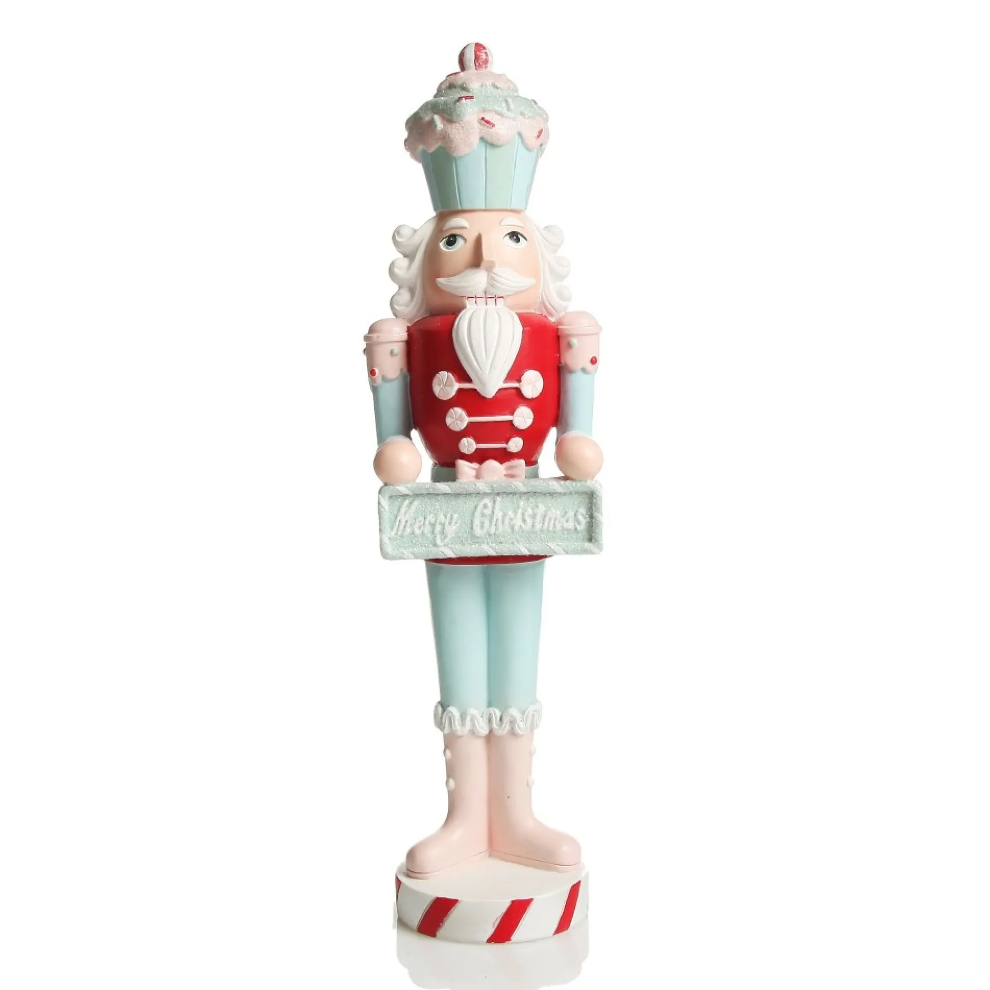 Pastel Nutcracker Ornament holding Merry Christmas Sign Best Sale