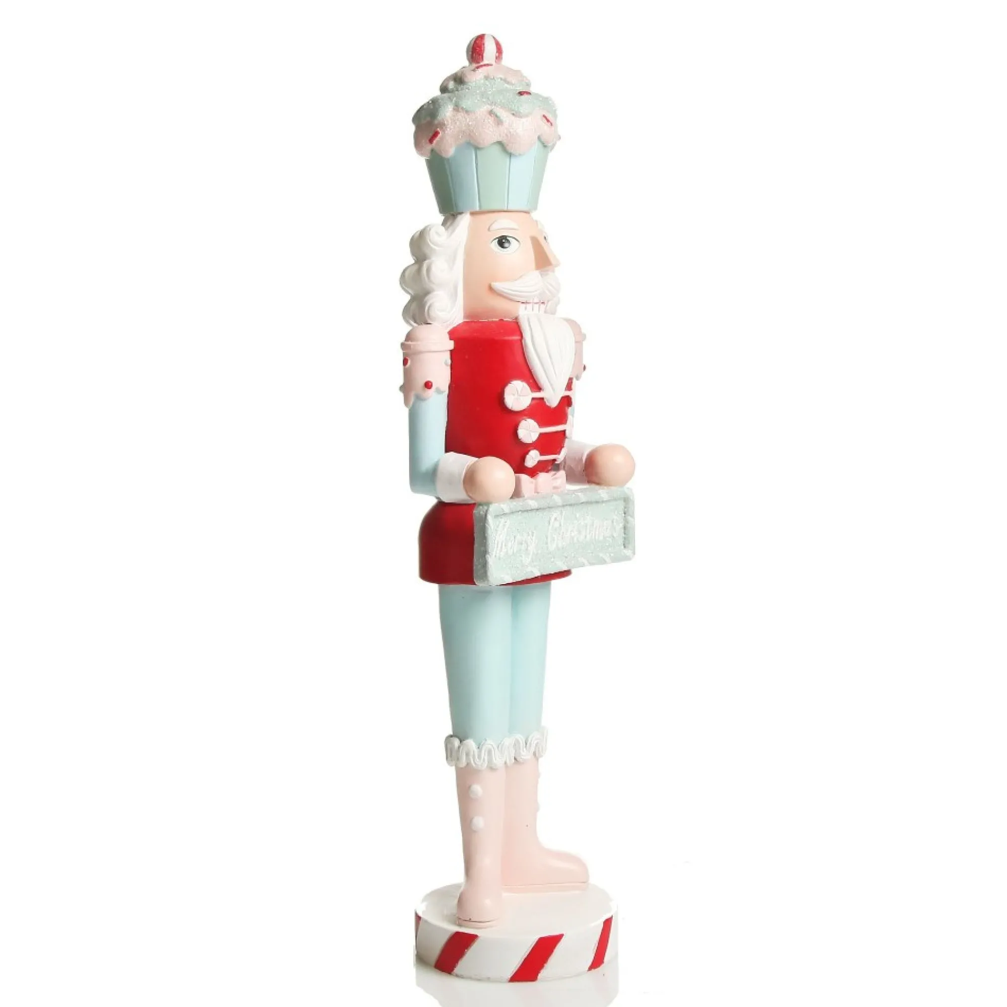 Pastel Nutcracker Ornament holding Merry Christmas Sign Best Sale